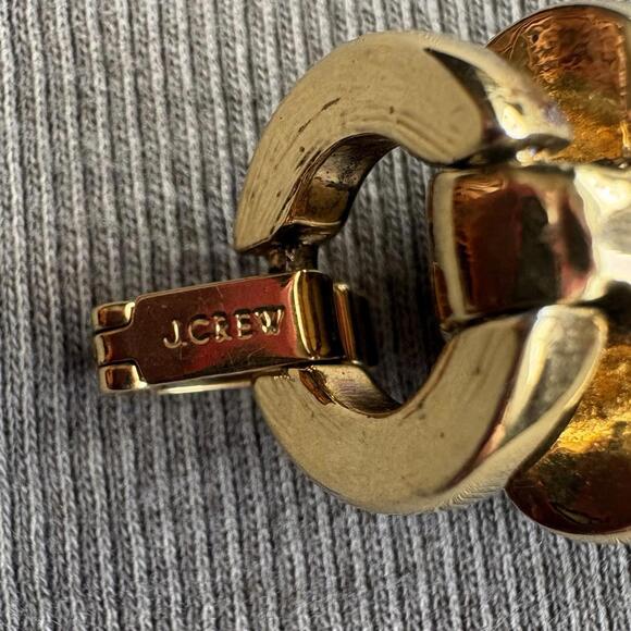 J Crew Gold Tone Black Enamel Link Bracelet Chunky Statement - Picture 6 of 6